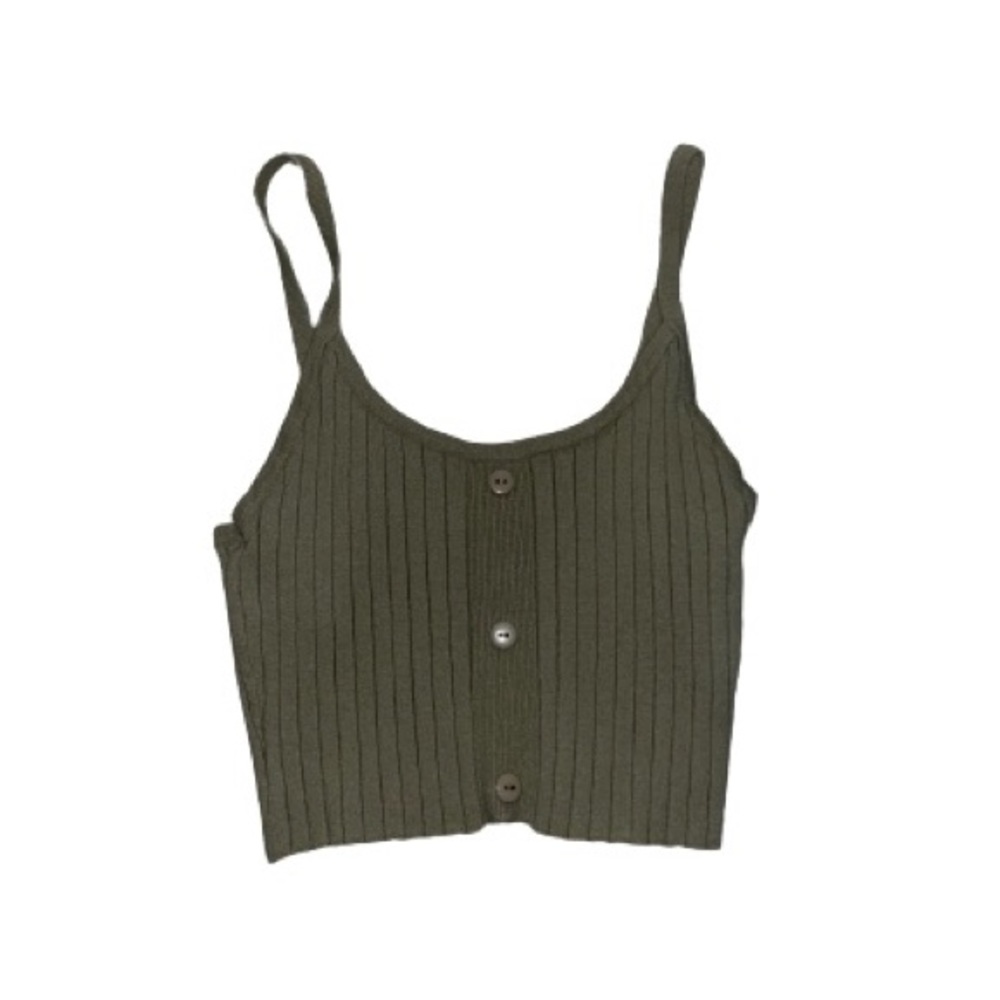 Forever 21 Ribbed Cropped Spaghetti Shirt | Light Green